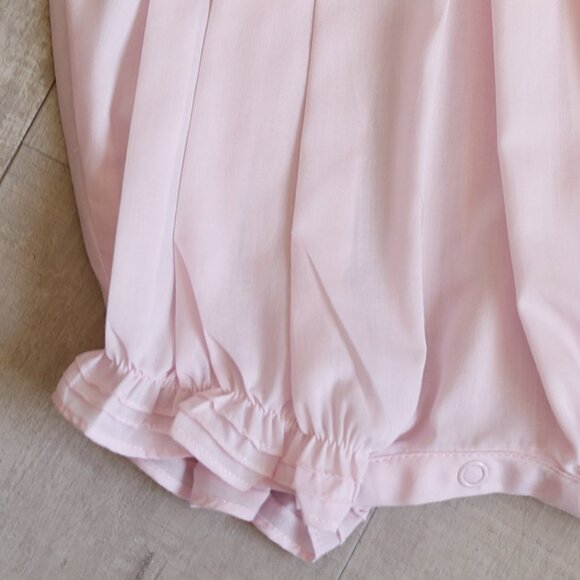 Smocked Pink Heirloom Romper Boutique Pin Tucks Bullion Embroidery NWT - Picture 5 of 5